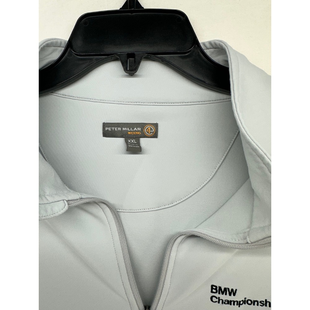 Peter Millar BMW Championship Crooked Stick Golf 1/4 Zip Pullover Gray Mens XXL - Picture 6 of 12